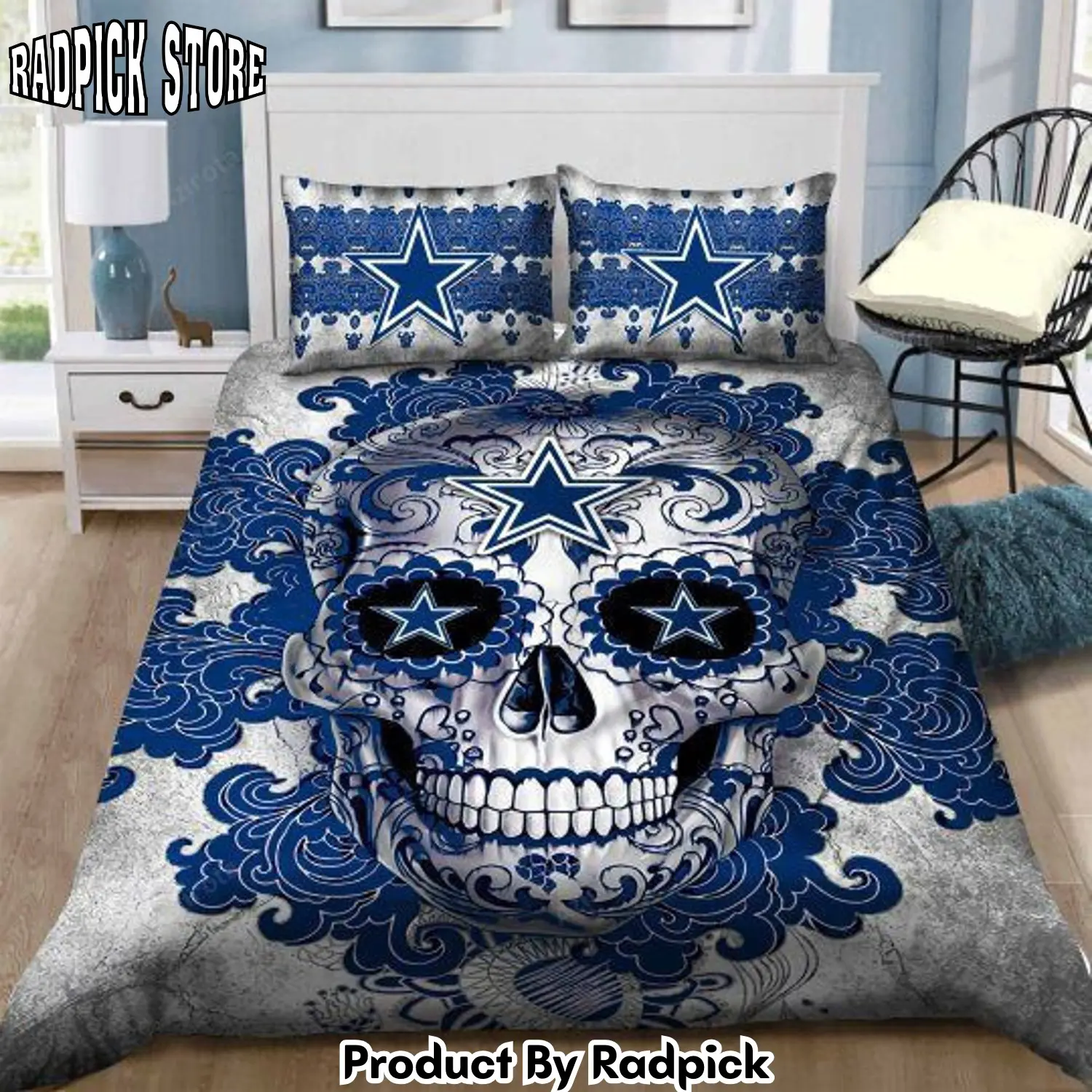 Radpick v6 dallas cowboys sugar skull bedding set duvet cover pillow rp327542